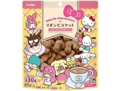 Hokka Sanrio Characters Ribbon Cookies Peach Milk Tea Cookies 42g JAP
