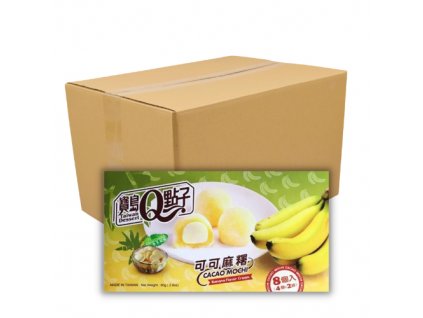 Q Brand Mochi Rýžové Koláčky Kakao Banán Carton 24x80g TWN