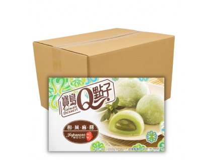 Q Brand Mochi Rýžové Koláčky Zelený Čaj Carton 24x210g TWN