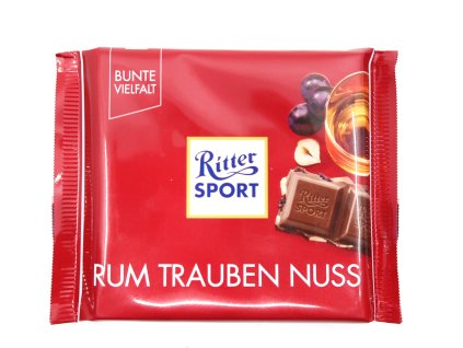 Ritter Sport s rumem, rozinkami a oříšky 100g DE