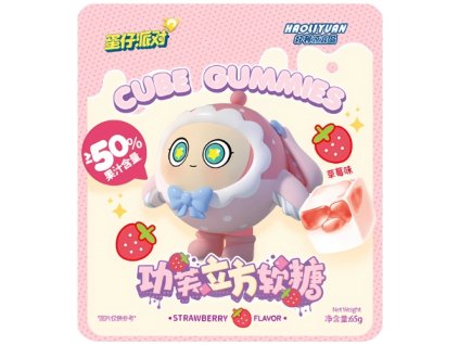 Haoliyuan Egg Party Strawberry Filled Cube Gummies 65g CHN