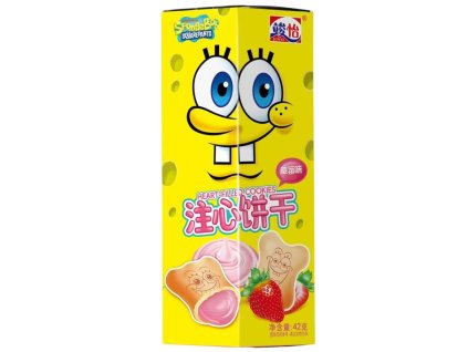 Junyi SpongeBob Strawberry Heart Filled Cookies 42g CHN