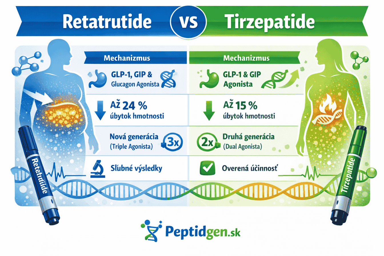 Retatrutide vs Tirzepatide: Ktorý peptid je silnejší v roku 2026?