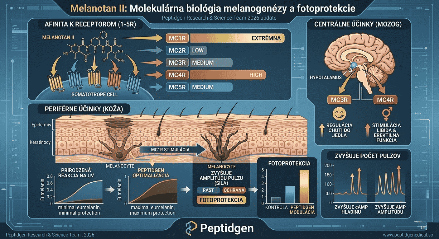 Melanotan II: Mechanizmus melanogenézy a fotoprotekcie 2026 | Peptidgen.sk