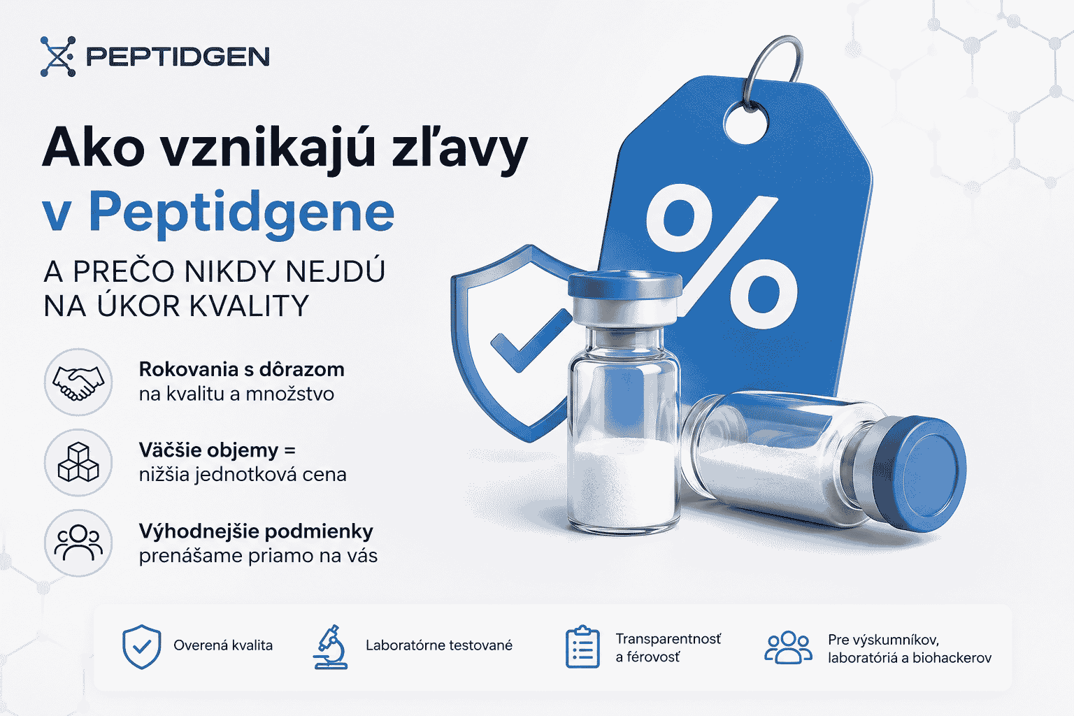 Predaj peptidov a zľavy: Ako spoznať kvalitu? | Peptidgen.sk