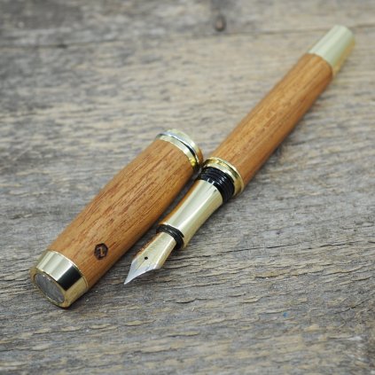 luxusni drevene plnici pero Portland L Teak zlate9