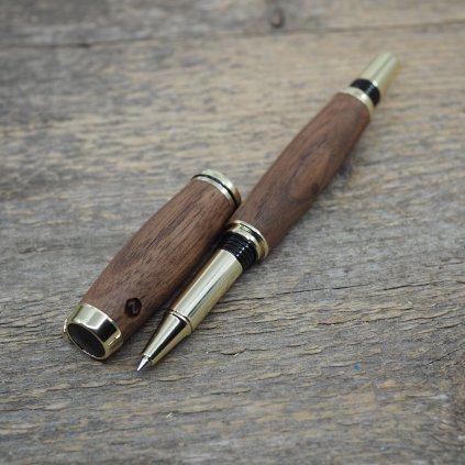 luxusni drevene kulickove pero Portland S Americky orech zlate9