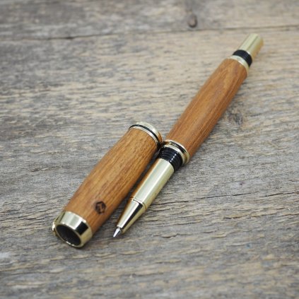 luxusni drevene kulickove pero Portland S Teak zlate9