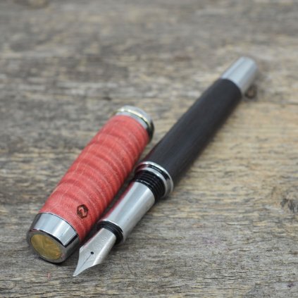 luxusni drevene plnici pero Portland L Ruzove stabilizovane drevo, bahenni dub (9)