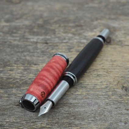 luxusni drevene plnici pero Portland S Ruzove stabilizovane drevo, bahenni dub (9)