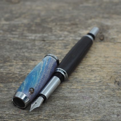luxusni drevene plnici pero Portland S Modro fialove stabilizovane drevo, bahenni dub (9)