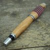 Dřevěné kuličkové pero Portland S - Bílá-červená-modrá dýha + dub 4