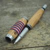 Dřevěné kuličkové pero Portland S - Bílá-červená-modrá dýha + dub 4