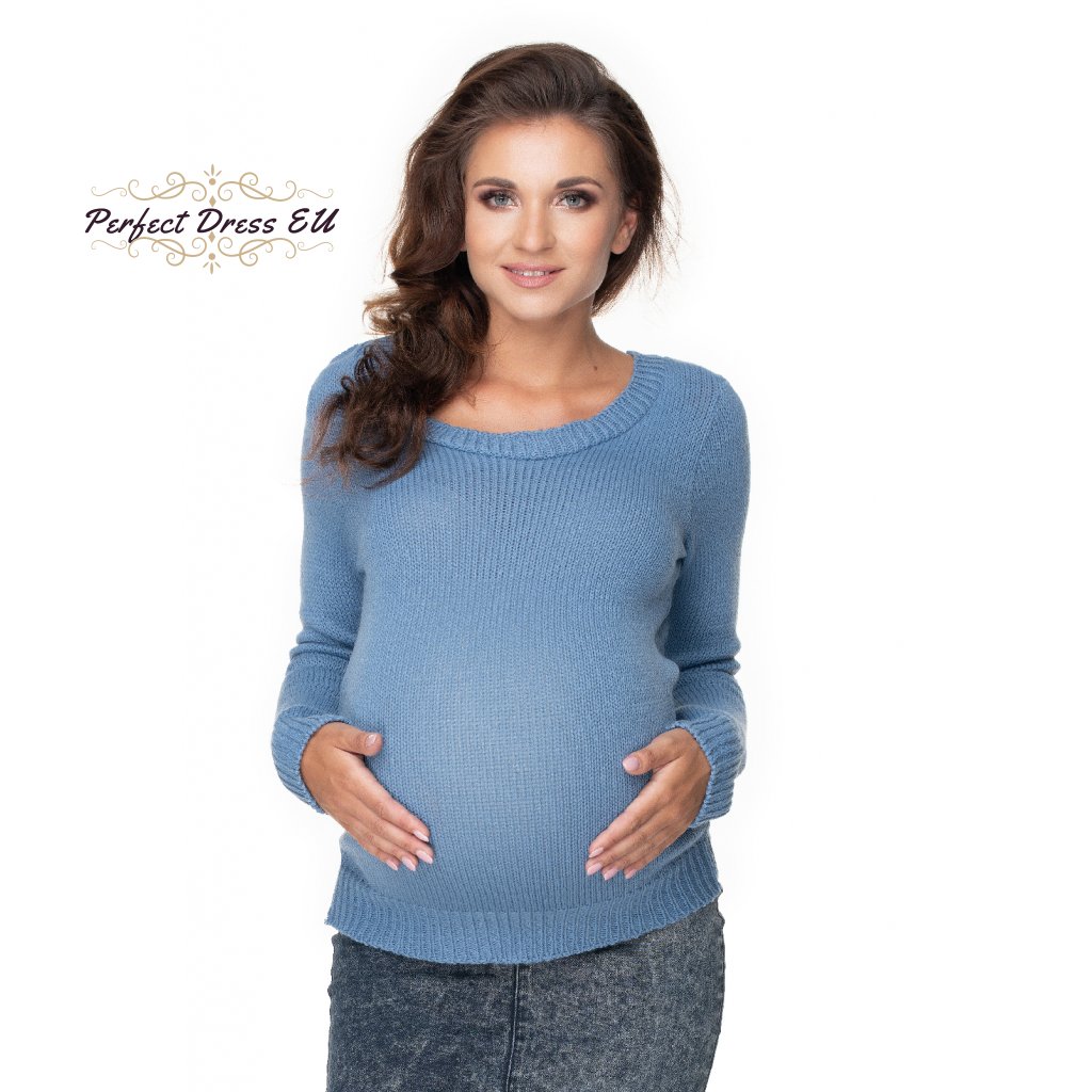 Klasický těhotenský svetr s kulatým výstřihem 40041 PeeKaBoo