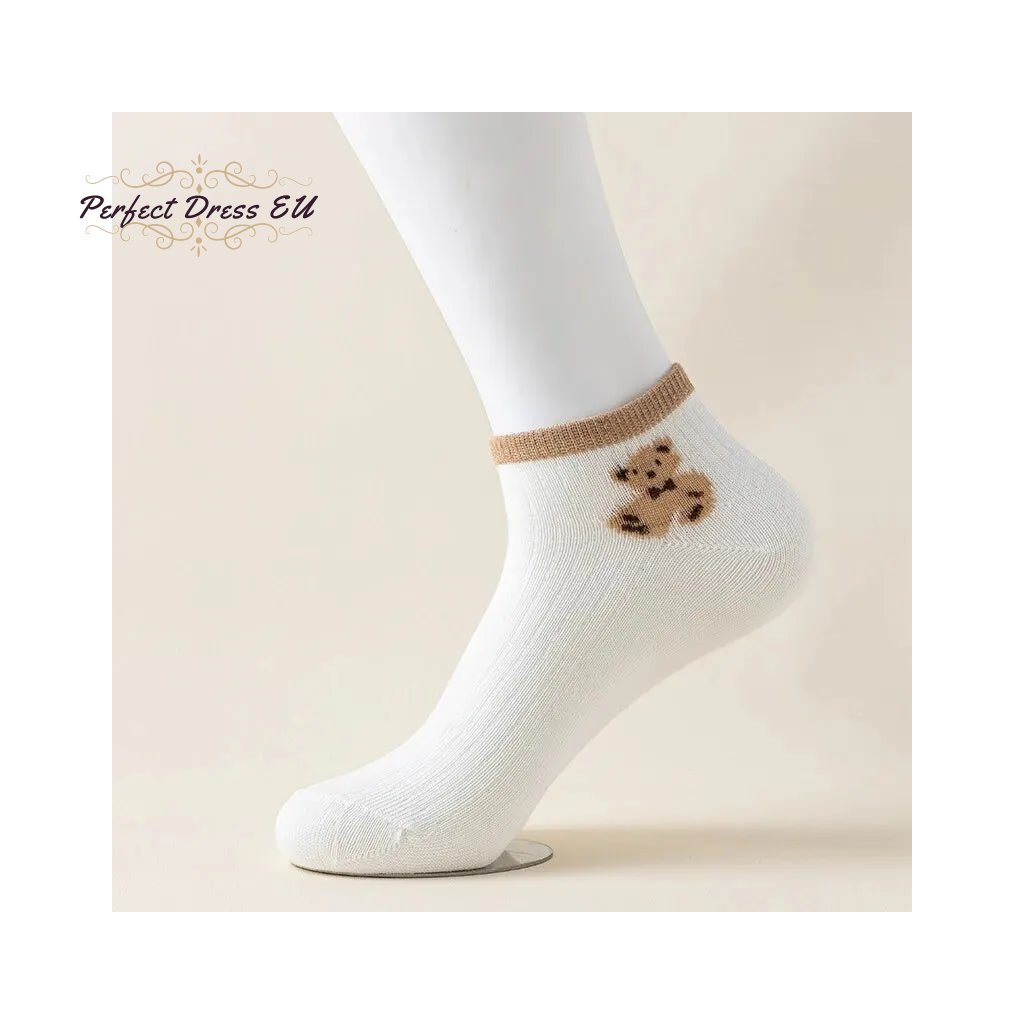 Dámské krátké ponožky s roztomilým motivem (Barva (varianta) Multi color 5 pairs, Velikost ONE SIZE)