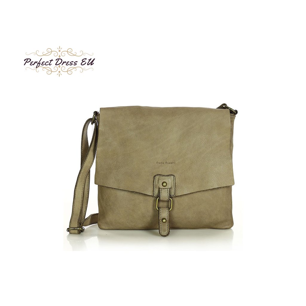 Městská kožená kabelka vintage pošťácká taška old pelle lavata (Barva Béžová)