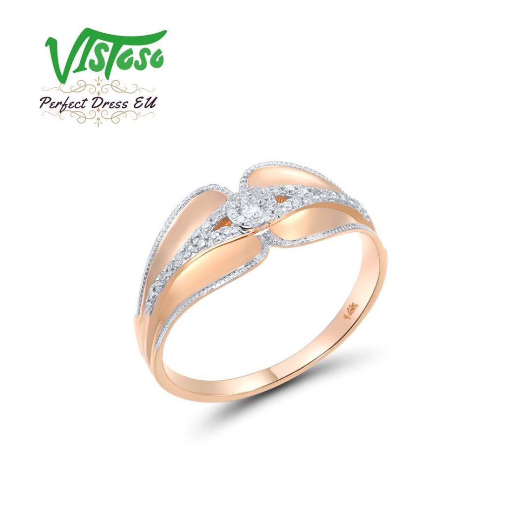 Asymetrický prsten s třpytivými diamanty Listese