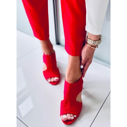 Semišové kožené sandály STACY RED