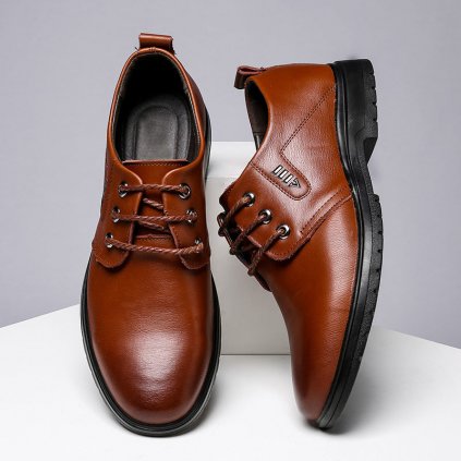 Šnurovacie poltopánky kožené business topánky pánske