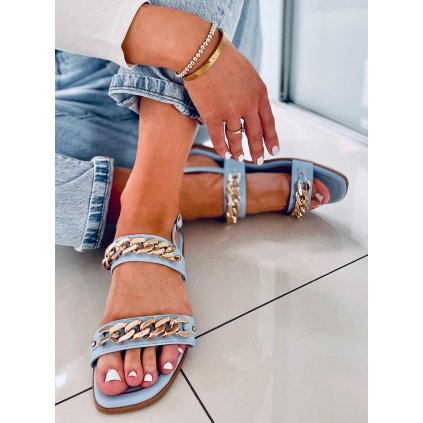 Sandály dámské na rovné podrážce INDIA BLUE