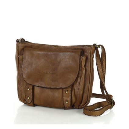 Kožená mini kabelka vintage messenger taška MARCO MAZZINI