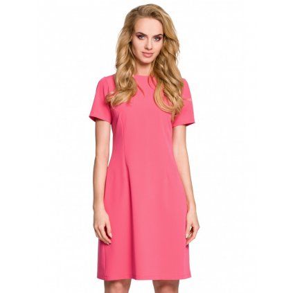 Trapézové šaty se záhybem, evropský výrobce M309 - Pink XL