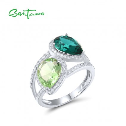 Masivní prsten se zelenými kameny