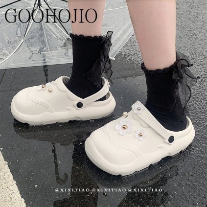 Gumové pantofle letní stylové boty s 3D květinami