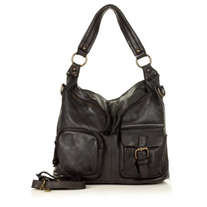 Kožená taška přes rameno kapsy old pelle lavata (Barva Černá)