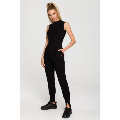 Dámské tepláky joggers s rozparky M692 (Velikost S, Barva Černá)
