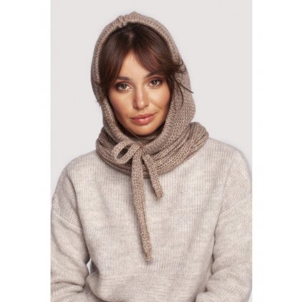 Pletená kukla se šňůrkami BK095 balaclava (Velikost ONE SIZE, Barva Béžová)