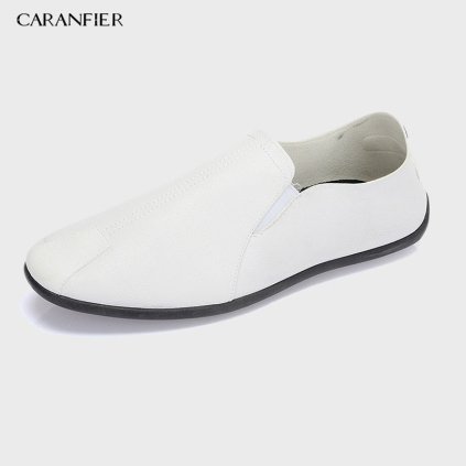 Kožené zimní mokasíny pánské loafers - BÍLÉ 40 EU