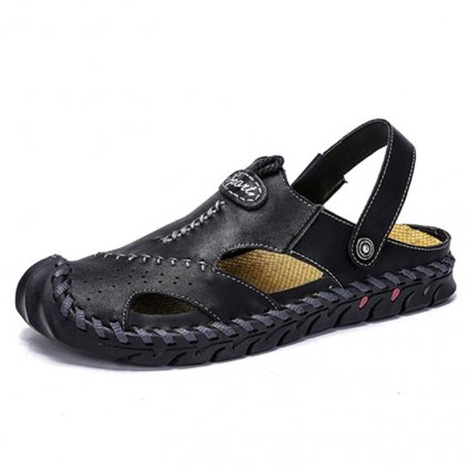 Letní kožené boty pánské prošívané sandály gladiátor