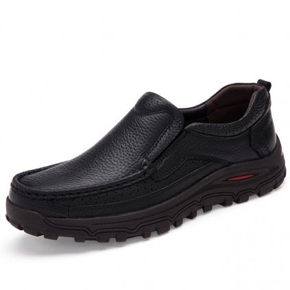 Kožené loafers pánské s protiskluzovou podrážkou (Barva Černá, Velikost 38)