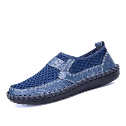 Síťované pánské polobotky kožené letní loafers (Barva (varianta) Hnědá maskáčová, Velikost 39)