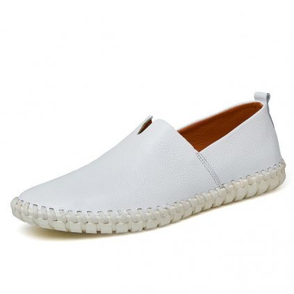 Letní kožené mokasíny pánské prodyšné loafers (Barva Světle hnědá, Velikost 39)