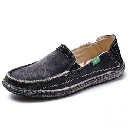 Džínové pánské loafers retro styl (Barva Modrá, Velikost 39)