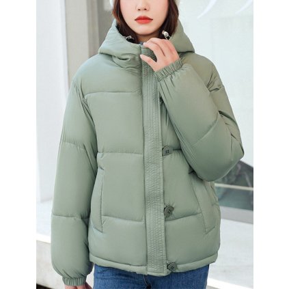 Oversize prošívaná bunda na zimu - ZELENÁ XL