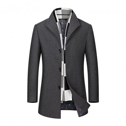 Elegantní pánský kabátek z vlny - ŠEDÝ XS