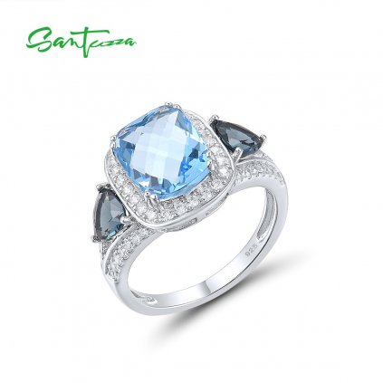 Stříbrný prsten s masivním modrým kamenem - VEL. 8