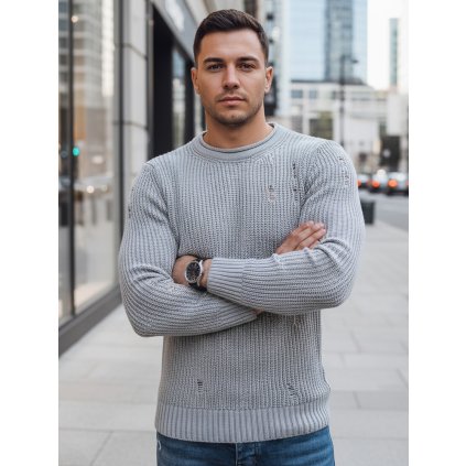 Pánský zimní svetr   WX1989 (Velikost M, Barva Světle šedá)