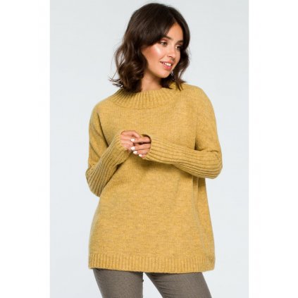 Elegantní svetr s kulatým výstřihem BK009 (Velikost ONE SIZE, Barva Žlutá)