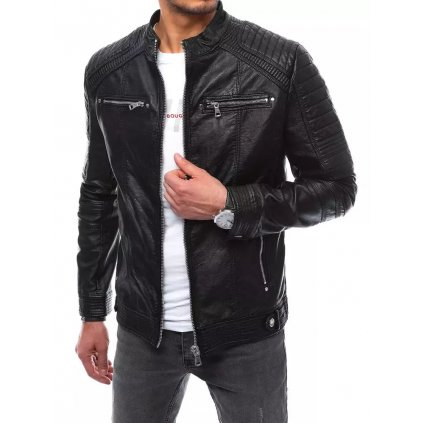 Pánská bunda kožená v černé barvě TX4070
