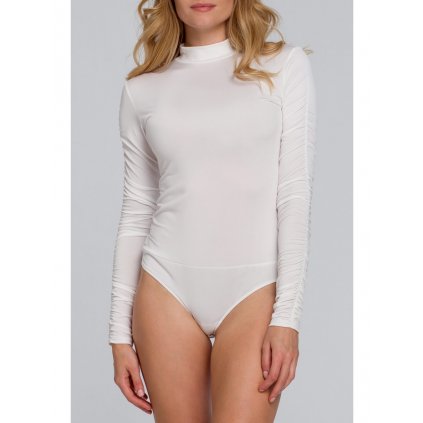 Elegantní značkové body s rolákem a nafouklými rukávy - Bílé XL