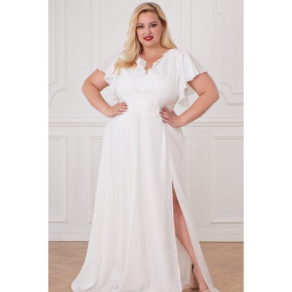 Svatební značkové šaty ze šifonu CHARLOTTE brocate - 6XL