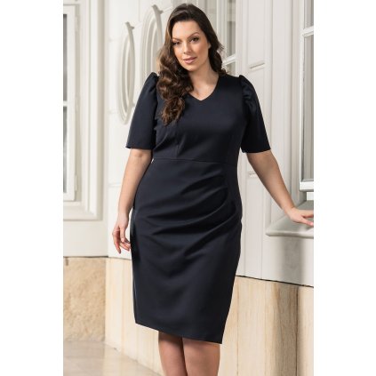 Značkové midi šaty se záhyby WITALIA - 2XL/4XL