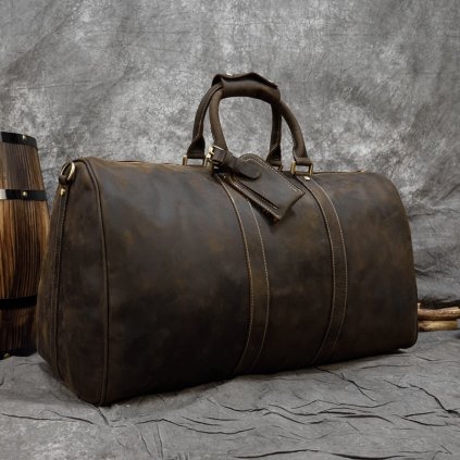 Kožená športová taška 60cm Vintage unisex cestovná kabelka