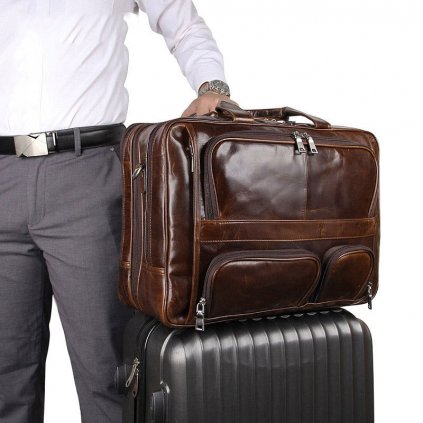 Velká kožená aktovka cestovní taška na notebook