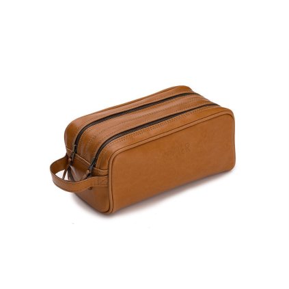 Elegantní kožená pánská kosmetická taška SOLIER (Barva Camel)