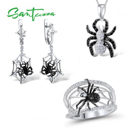 Stříbrný set masivní pavouky na pavučině FanTurra